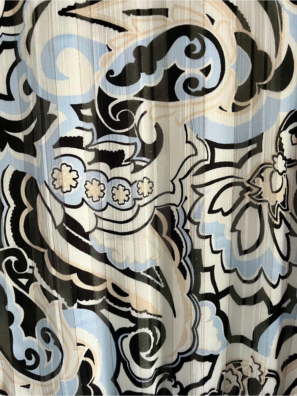 MELANIE LYNE  Sheer Paisley Smocked Blouse – Petite Small - Picture 10 of 13